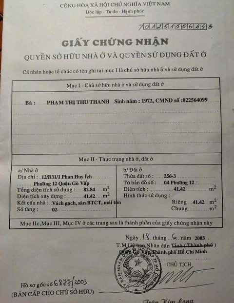 NHÀ 1 SẸC 1 TRỤC PHAN HUY ÍCH P.14 GÒ VẤP